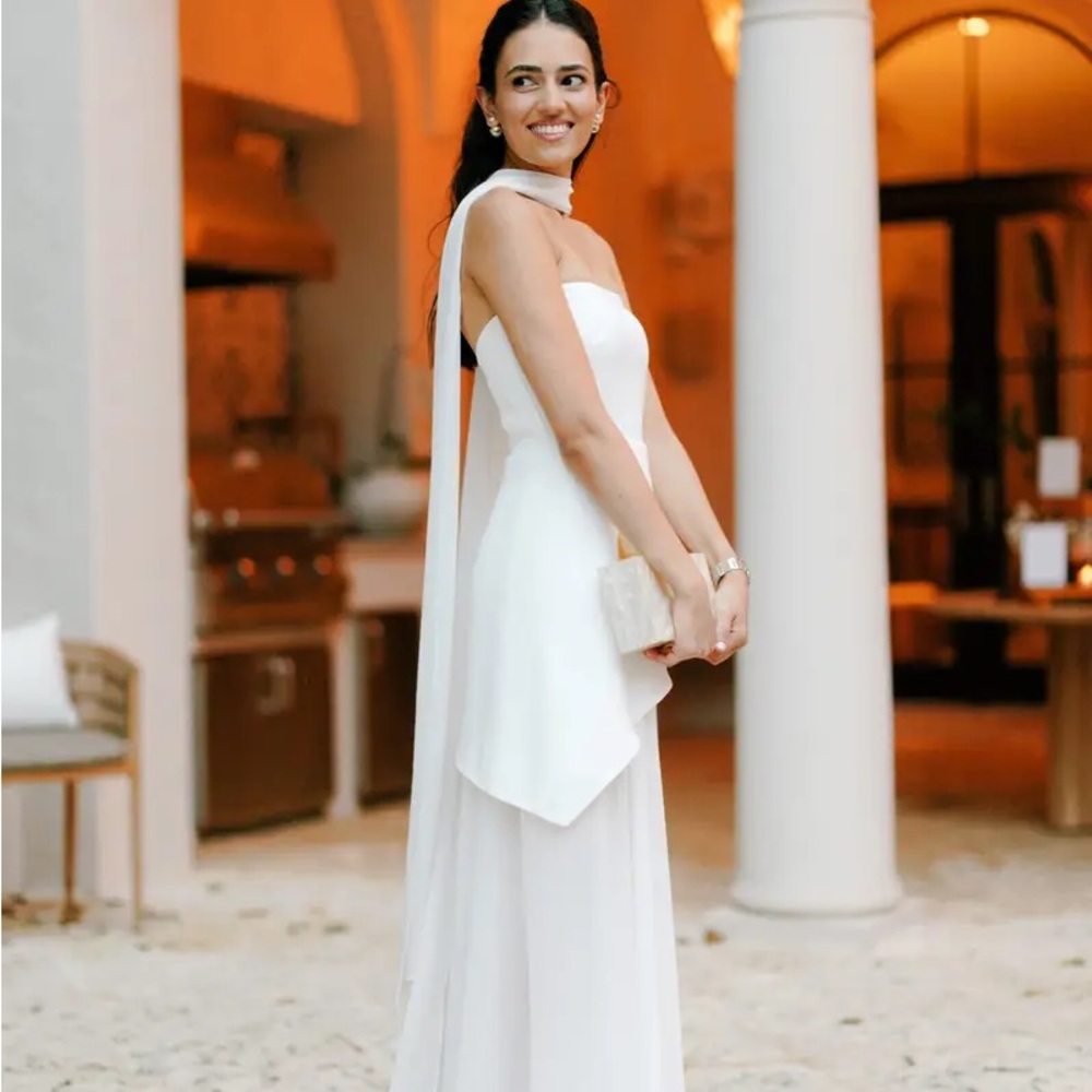 Monaco white dress with scarf